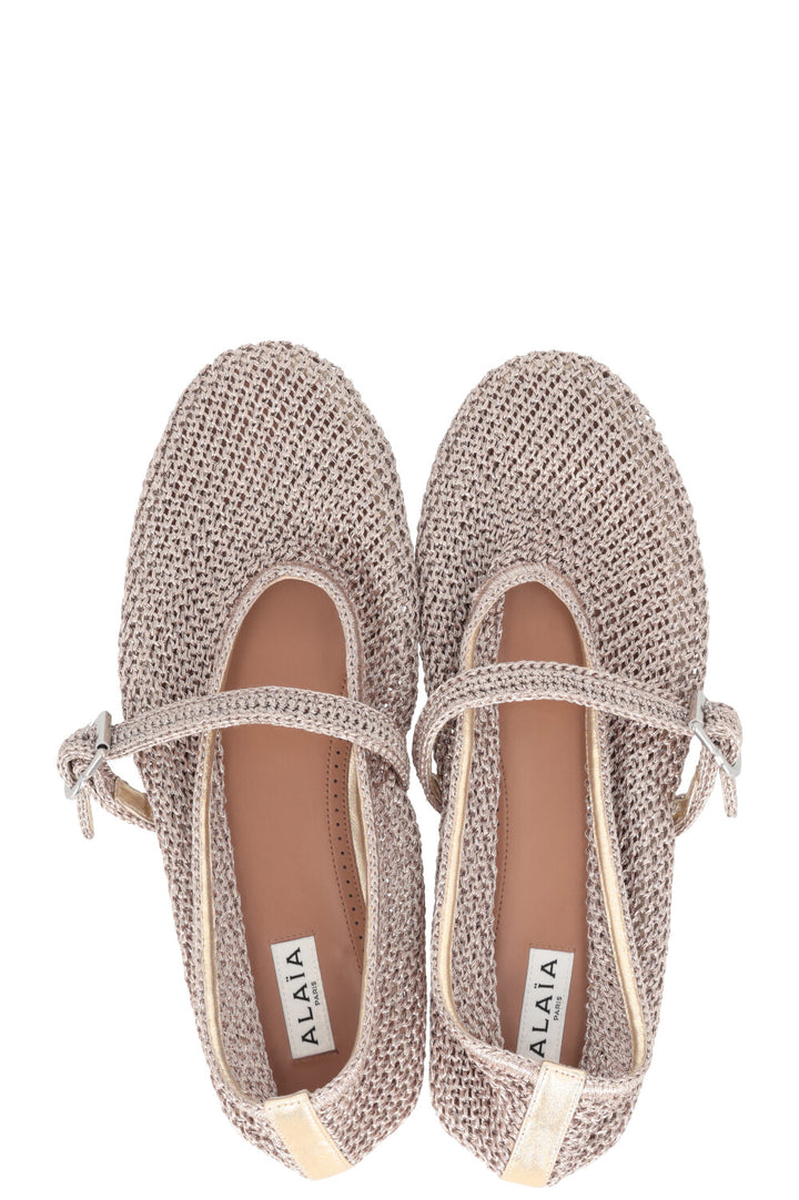 ALAÏA Mesh Flats Gold