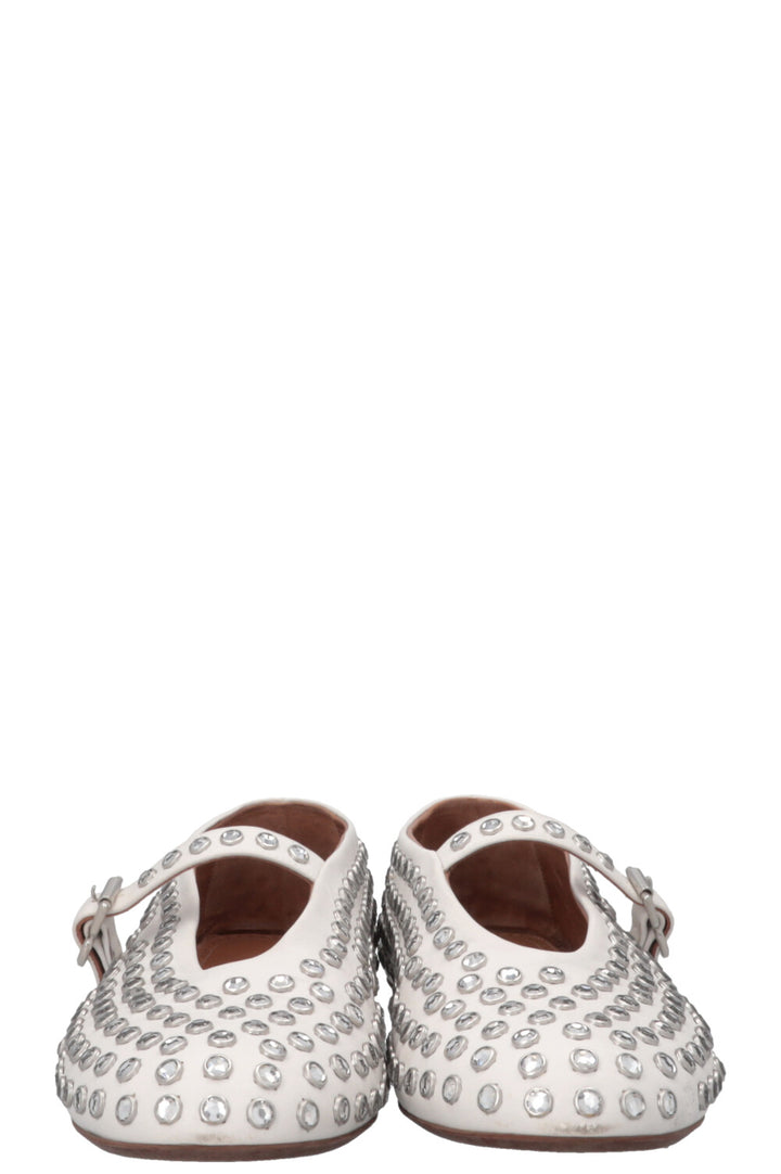 ALAIA Vienne Mary Jane Studded Ballet Flats White
