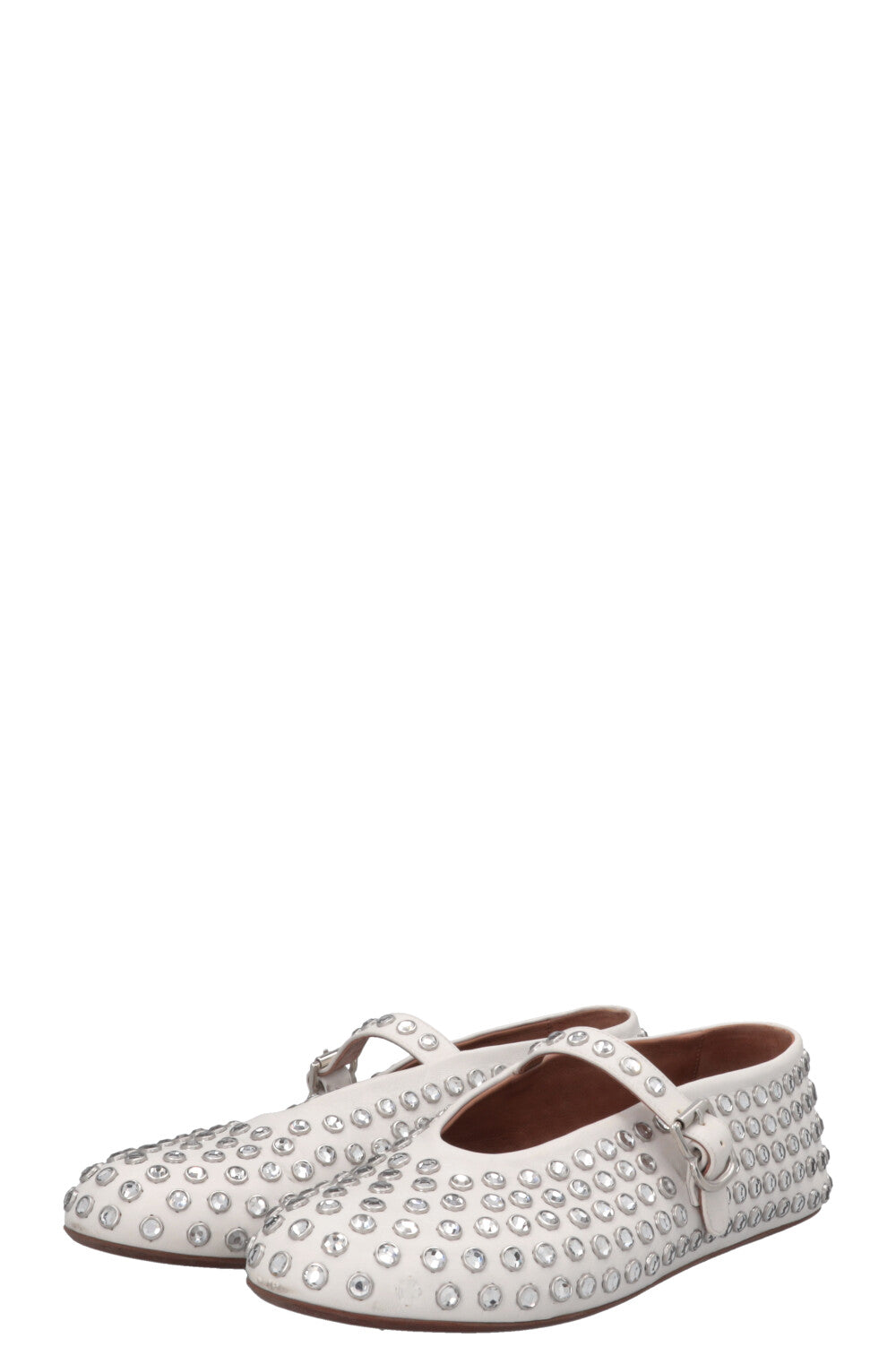 ALAIA Vienne Mary Jane Studded Ballet Flats White