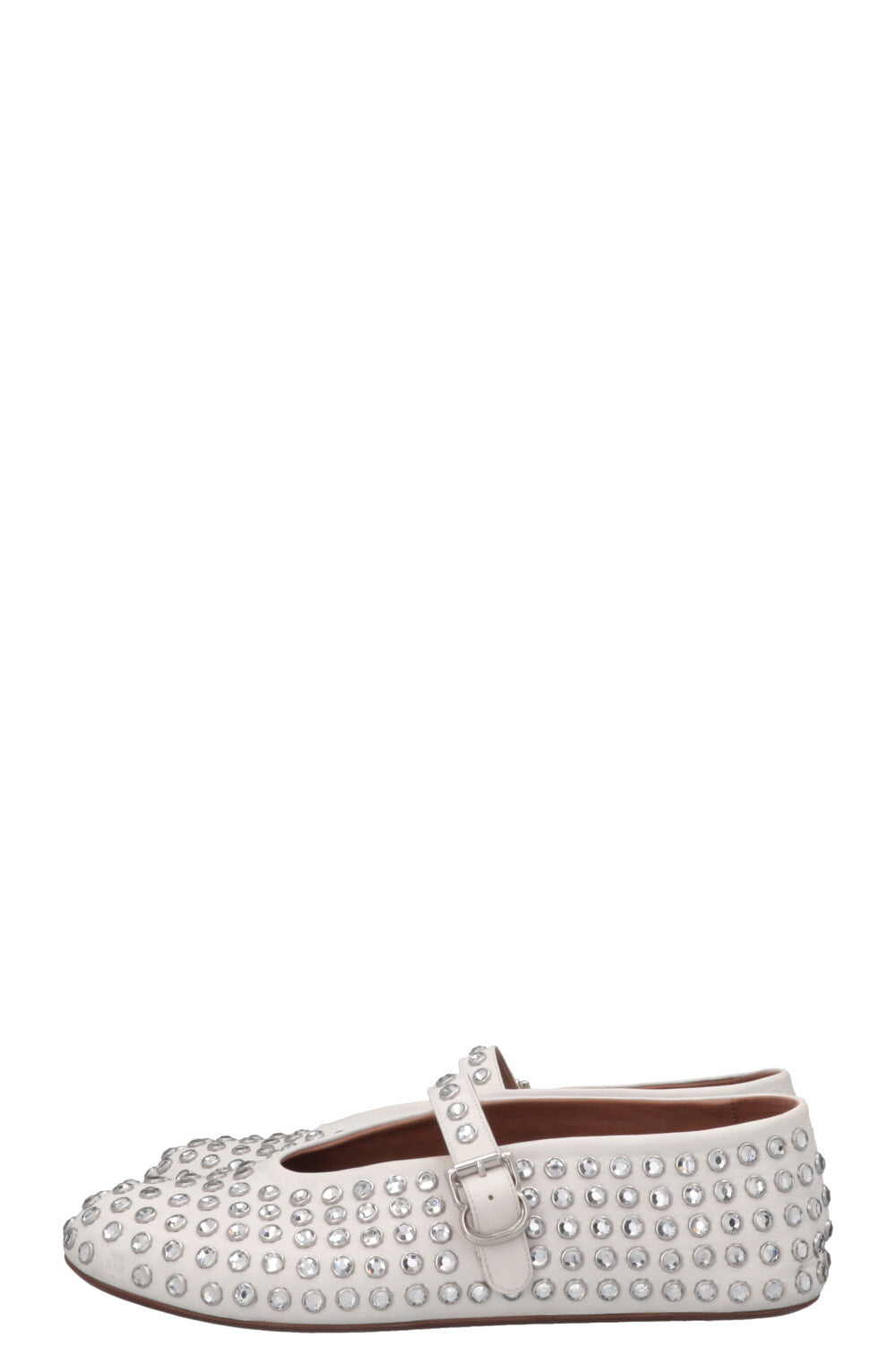 ALAIA Vienne Mary Jane Studded Ballet Flats White