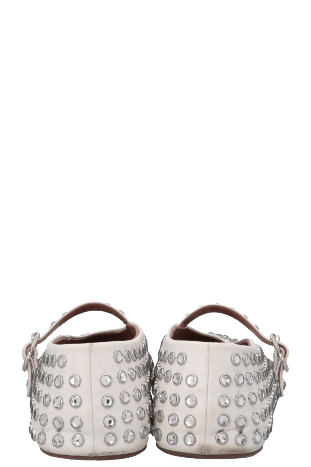 ALAIA Vienne Mary Jane Studded Ballet Flats White