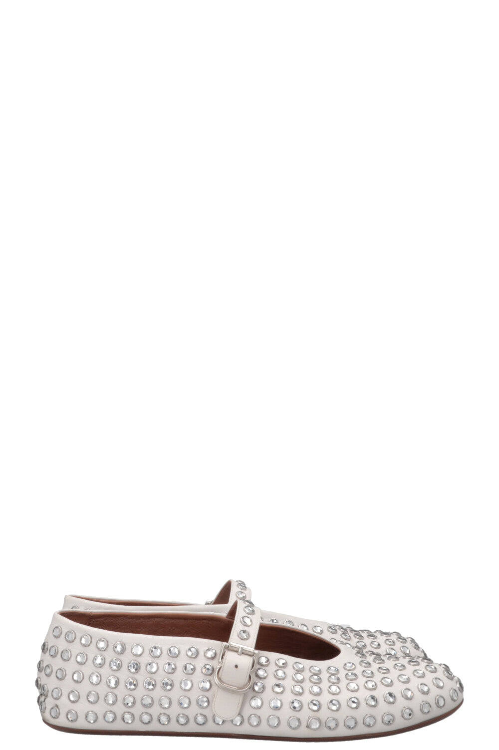 ALAIA Vienne Mary Jane Studded Ballet Flats White