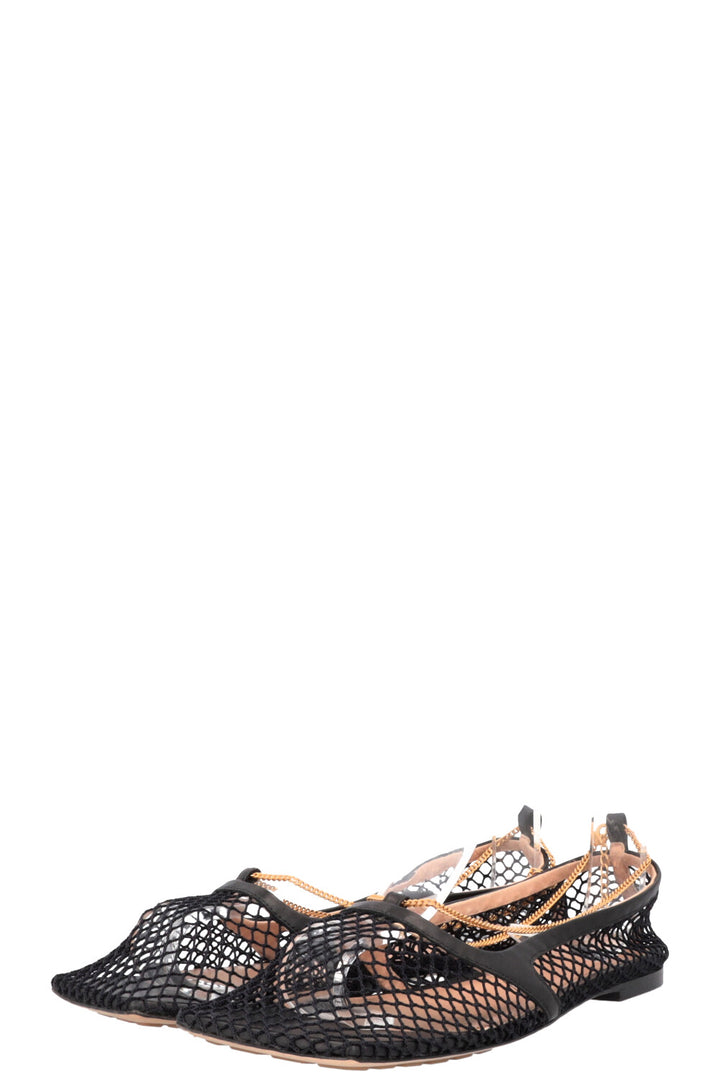 BOTTEGA VENETA Stretch Chain Flats Black