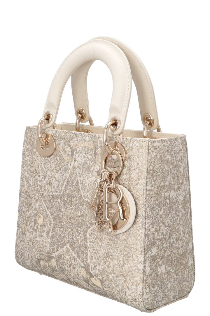 CHRISTIAN DIOR ABC Around The World Small Lady Dior White