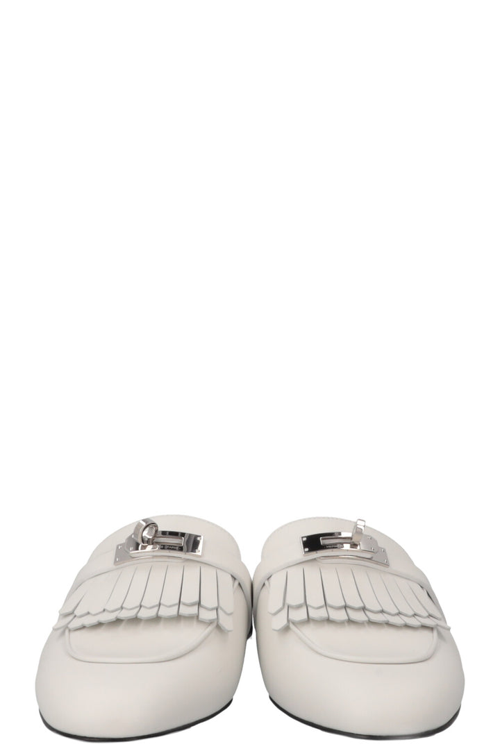 HERMÈS Oz Mule Fringed Mule White