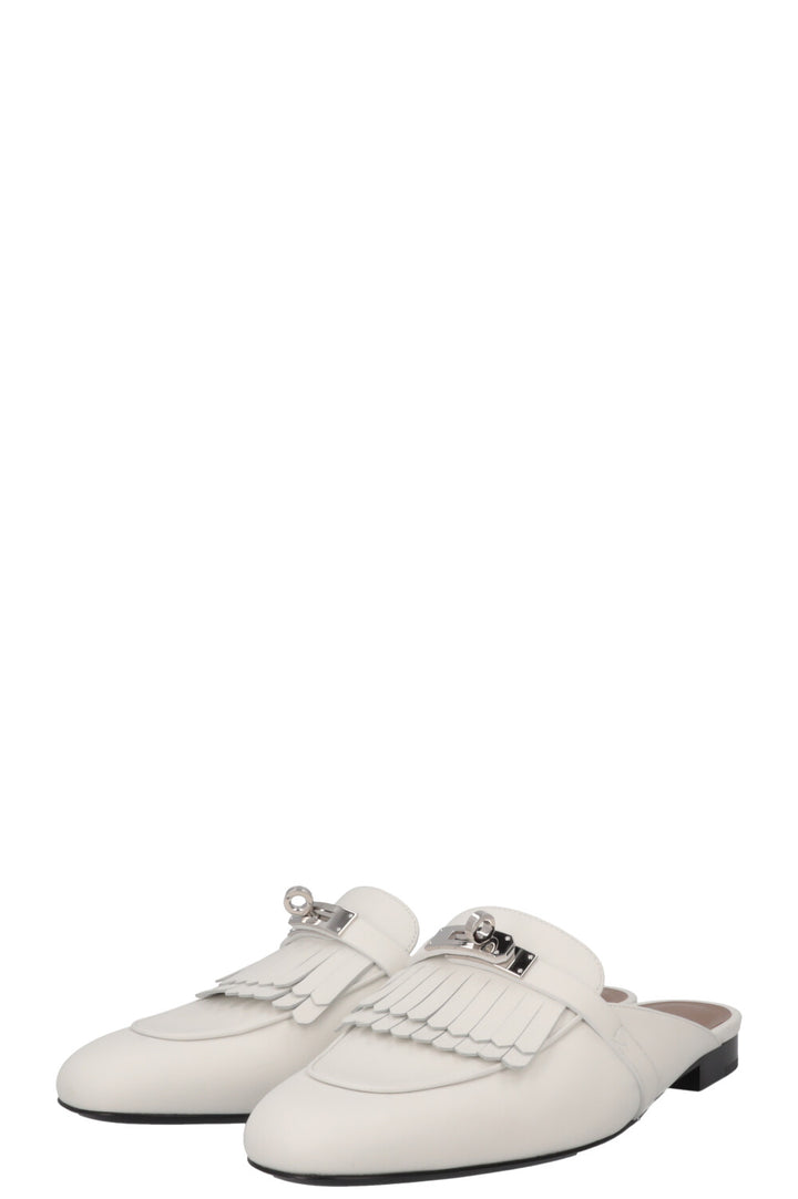 HERMÈS Oz Mule Fringed Mule White