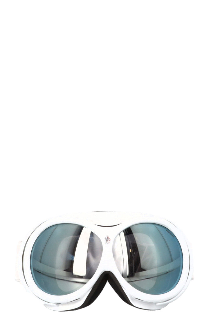 Masque de ski MONCLER blanc avec logo et sangle