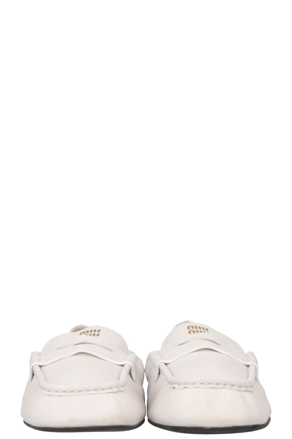 MIU MIU Briarwood Nappa Leather Loafers White