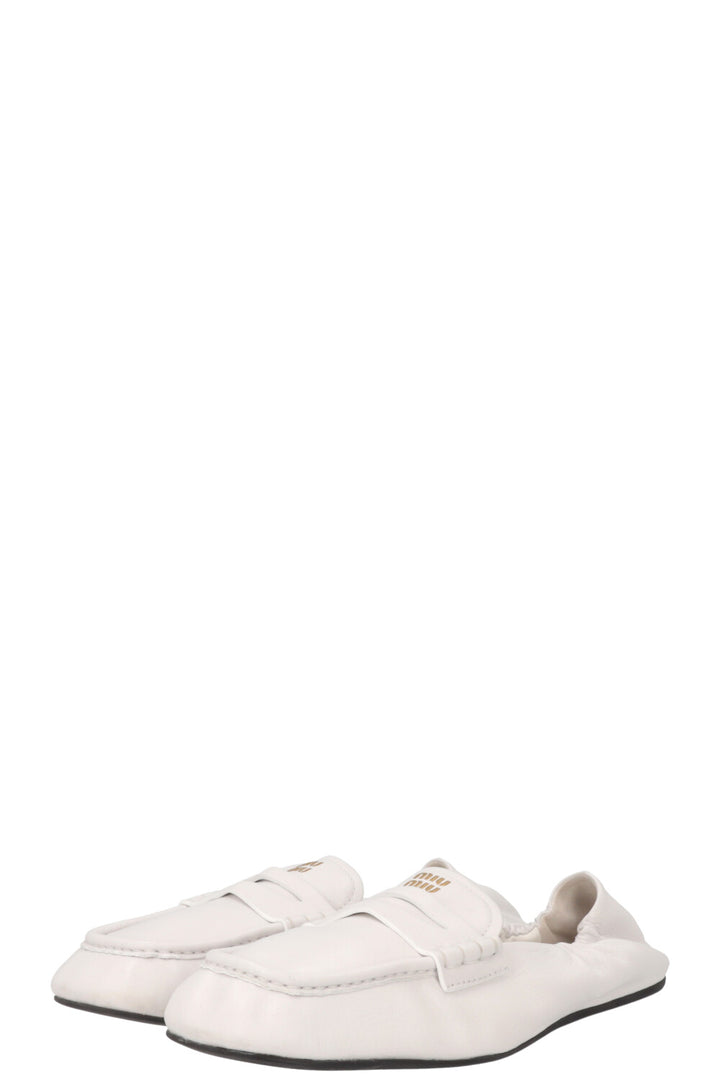 MIU MIU Briarwood Nappa Leather Loafers White