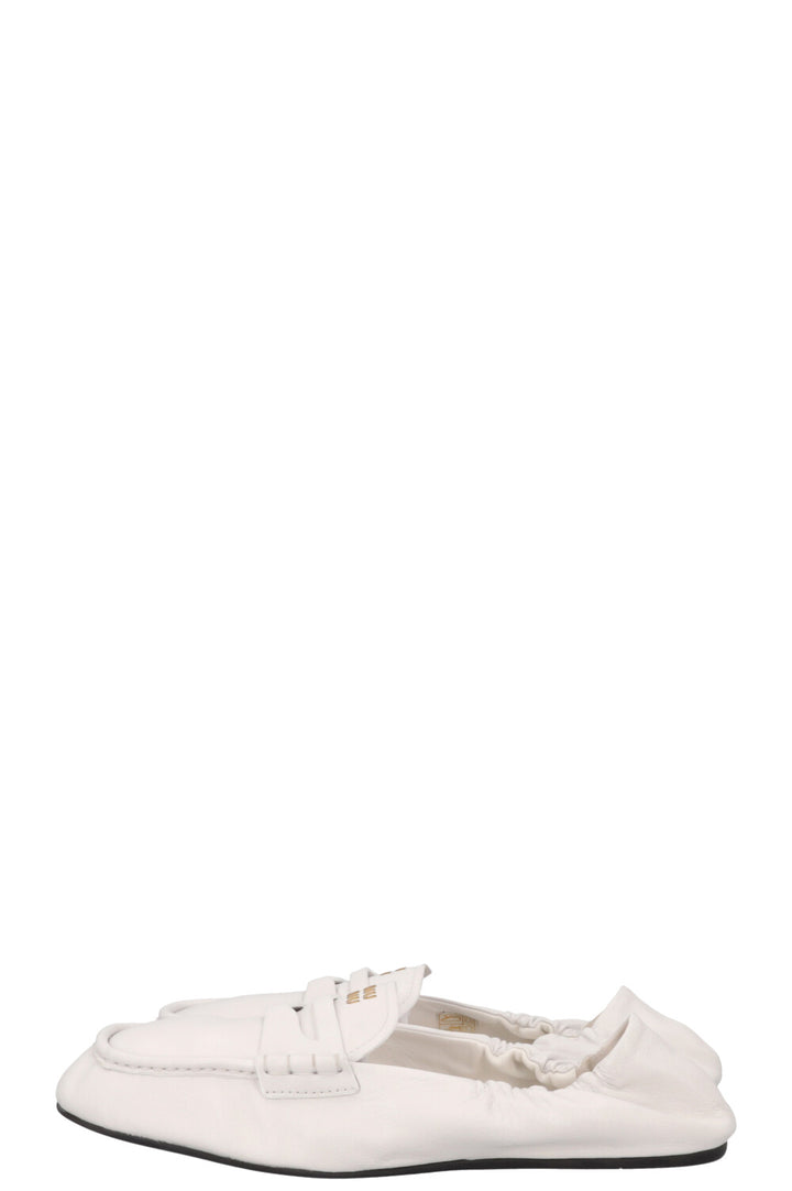 MIU MIU Briarwood Nappa Leather Loafers White