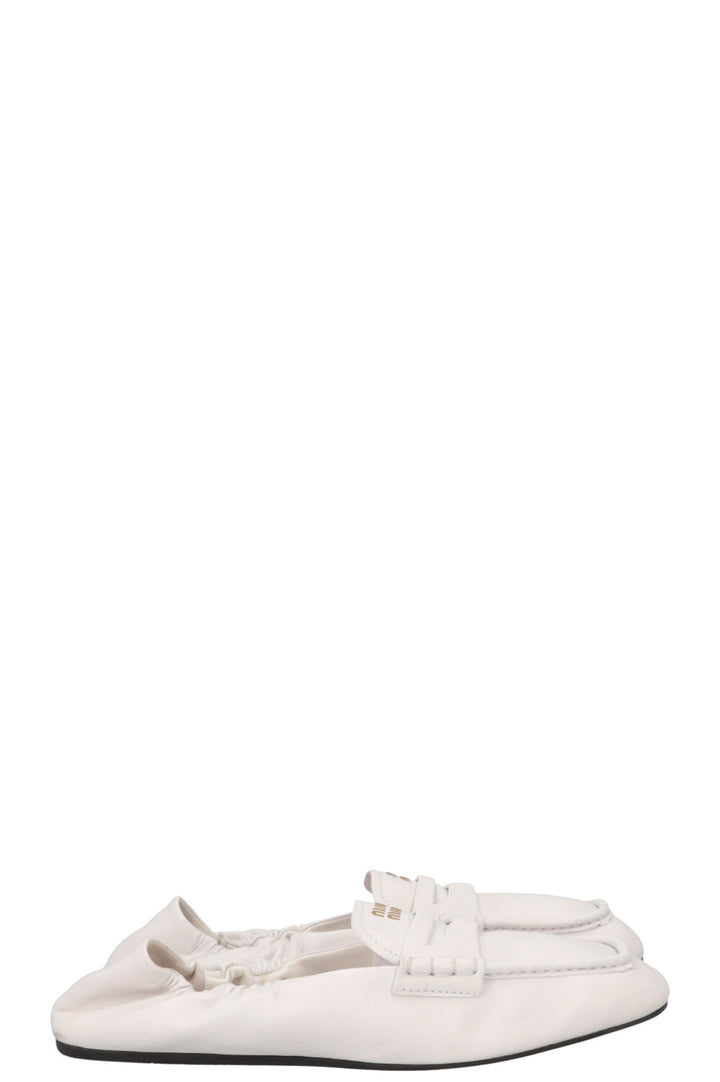 MIU MIU Briarwood Nappa Leather Loafers White