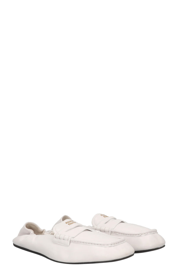 MIU MIU Briarwood Nappa Leather Loafers White