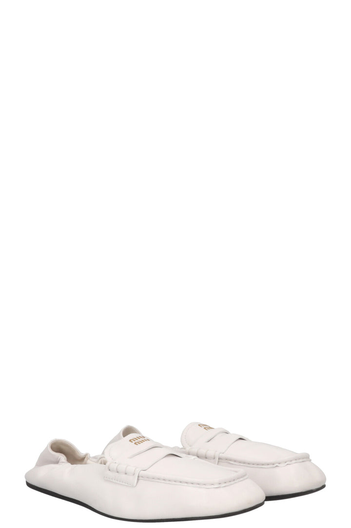 MIU MIU Briarwood Nappa Leather Loafers White