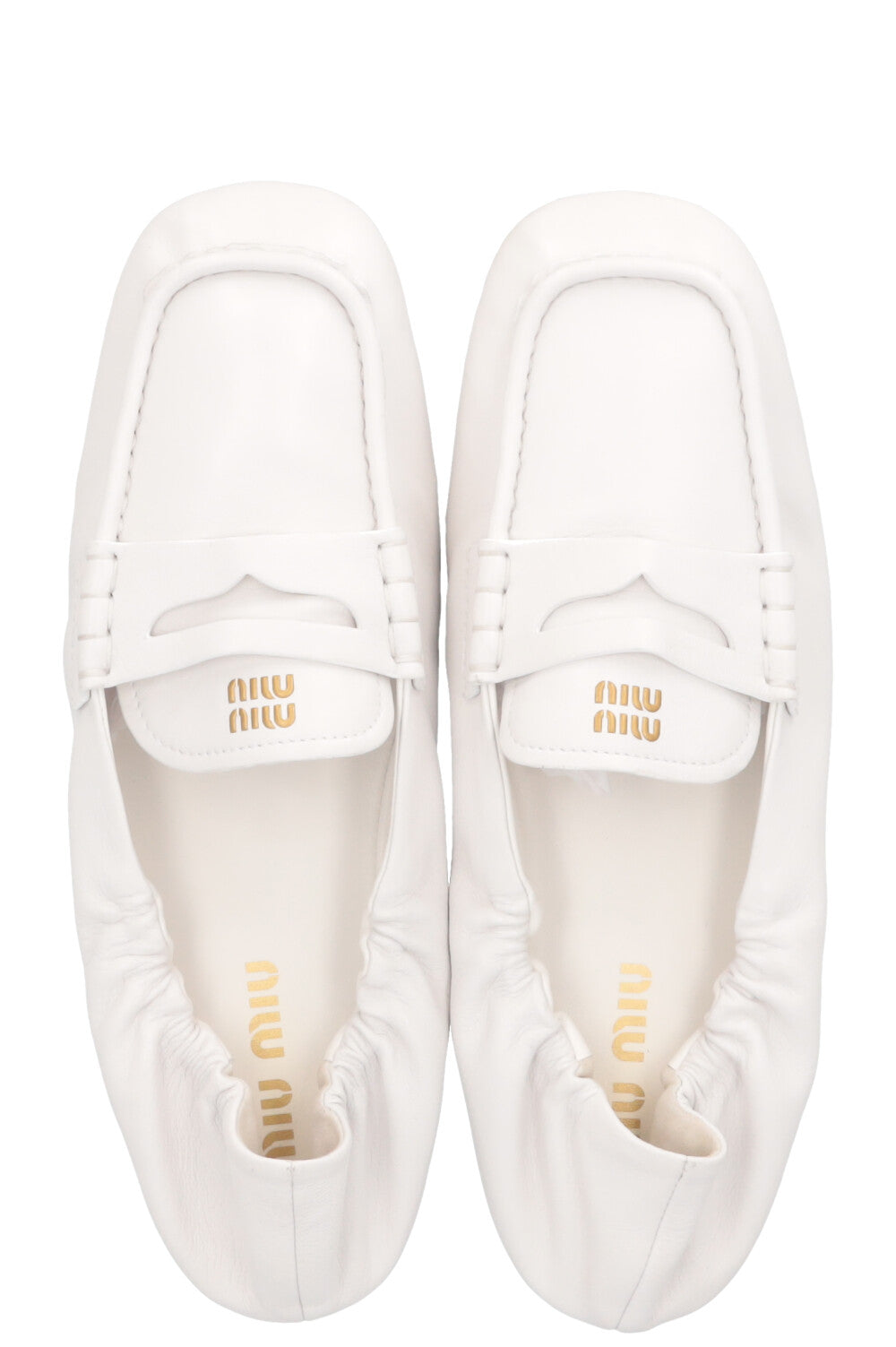 MIU MIU Briarwood Nappa Leather Loafers White