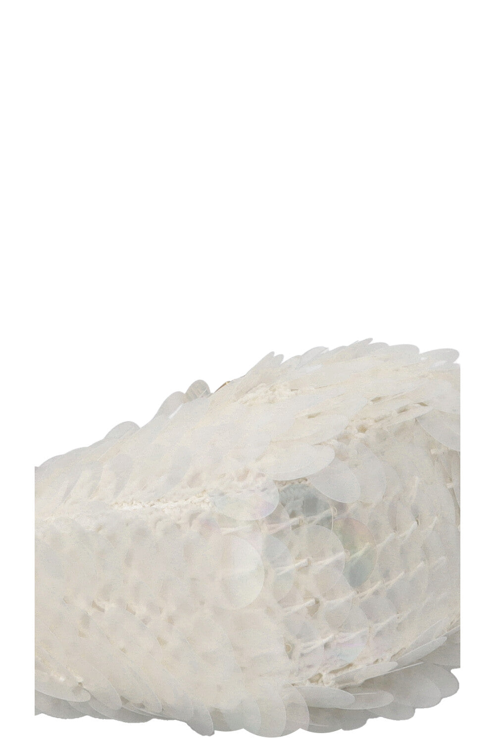 MIU MIU Sequin Mini Wander Crochet Hand Bag White