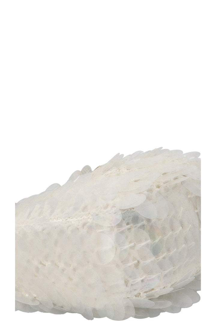 MIU MIU Sequin Mini Wander Crochet Hand Bag White