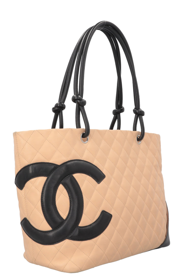 CHANEL Cambon Tote Bag Beige Black