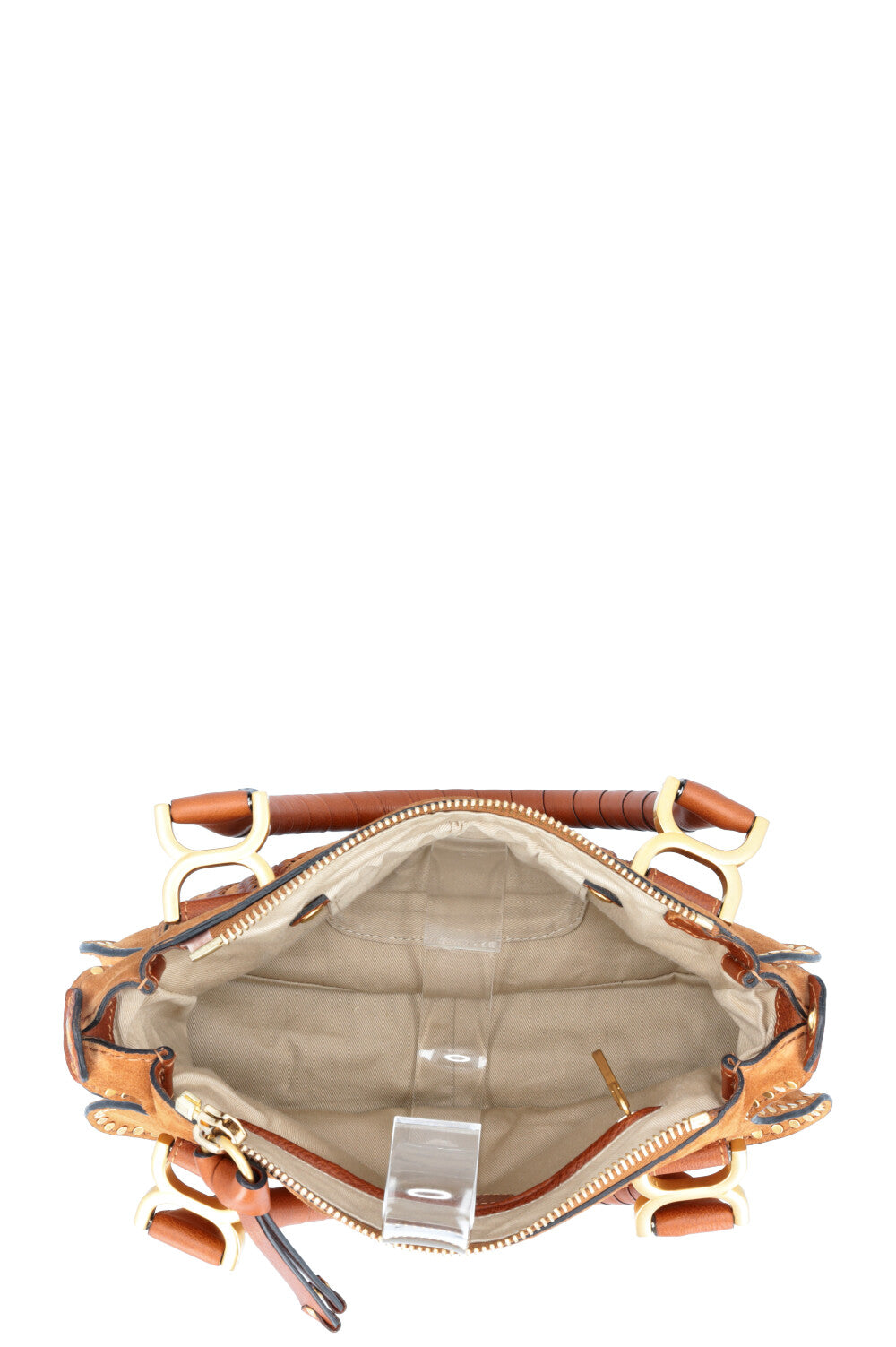 CHLOÉ Small Double Carry Marcie Bag Suede Cognac