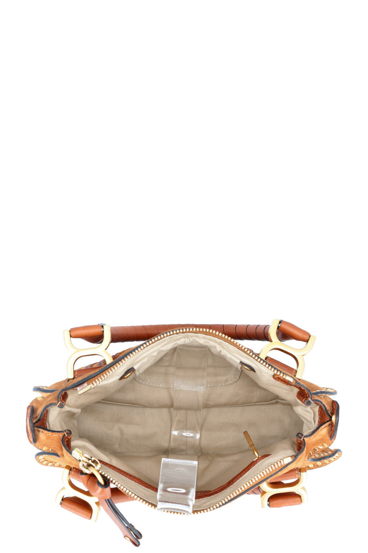 CHLOÉ Small Double Carry Marcie Bag Suede Cognac