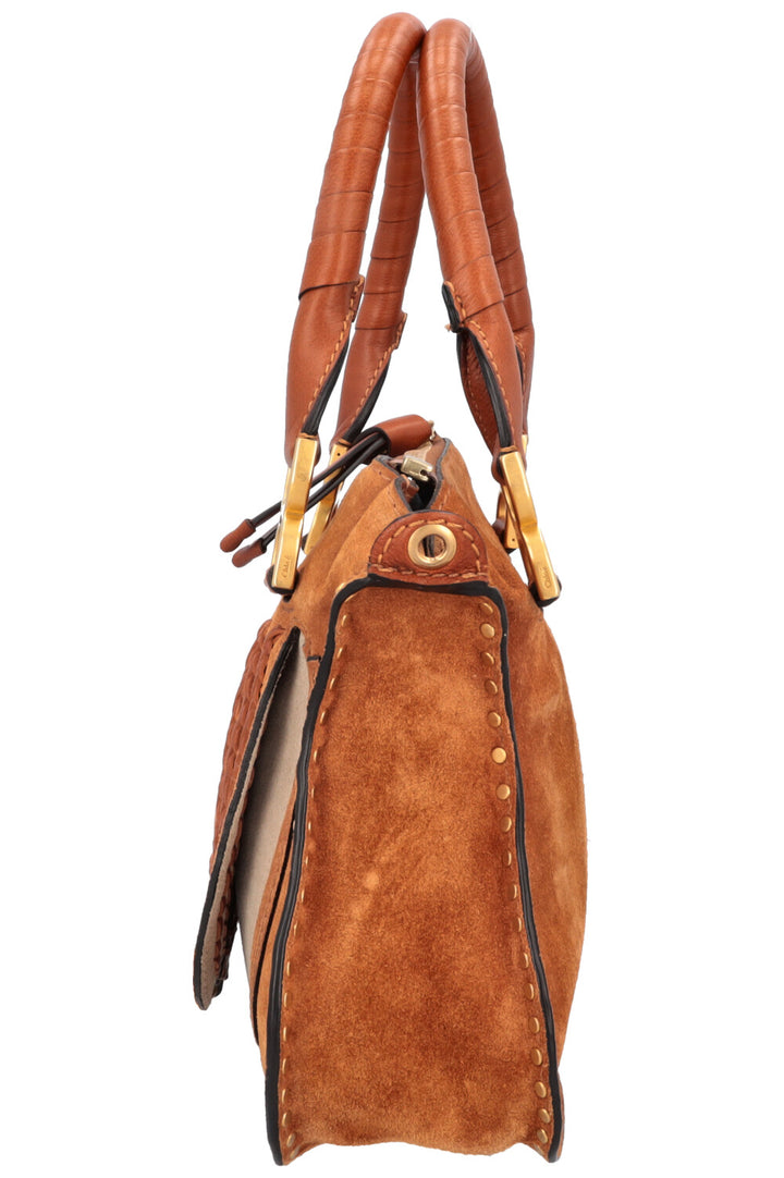 CHLOÉ Small Double Carry Marcie Bag Suede Cognac