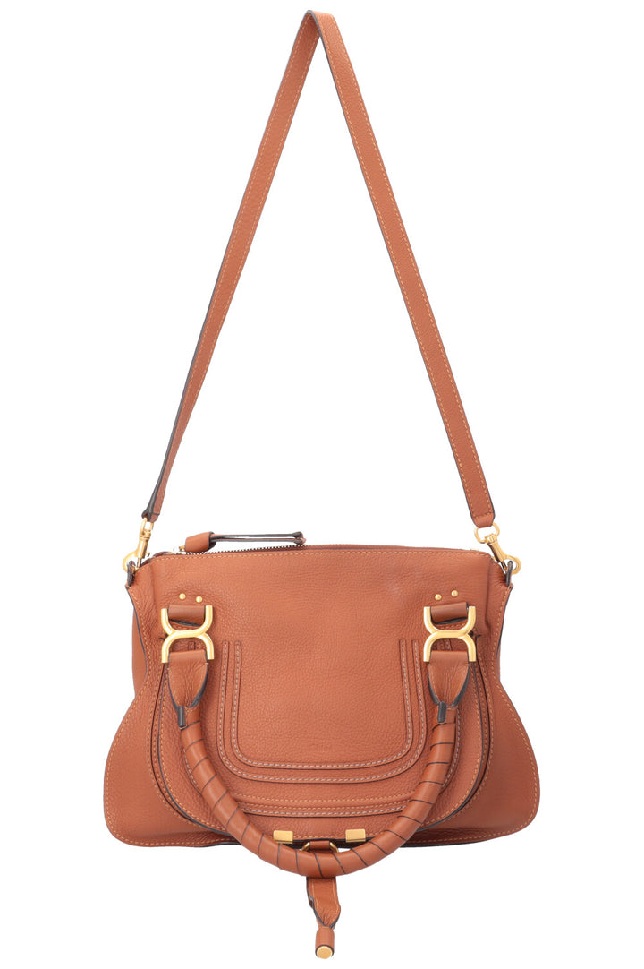 CHLOÉ Medium Double Carry Marcie Bag Cognac