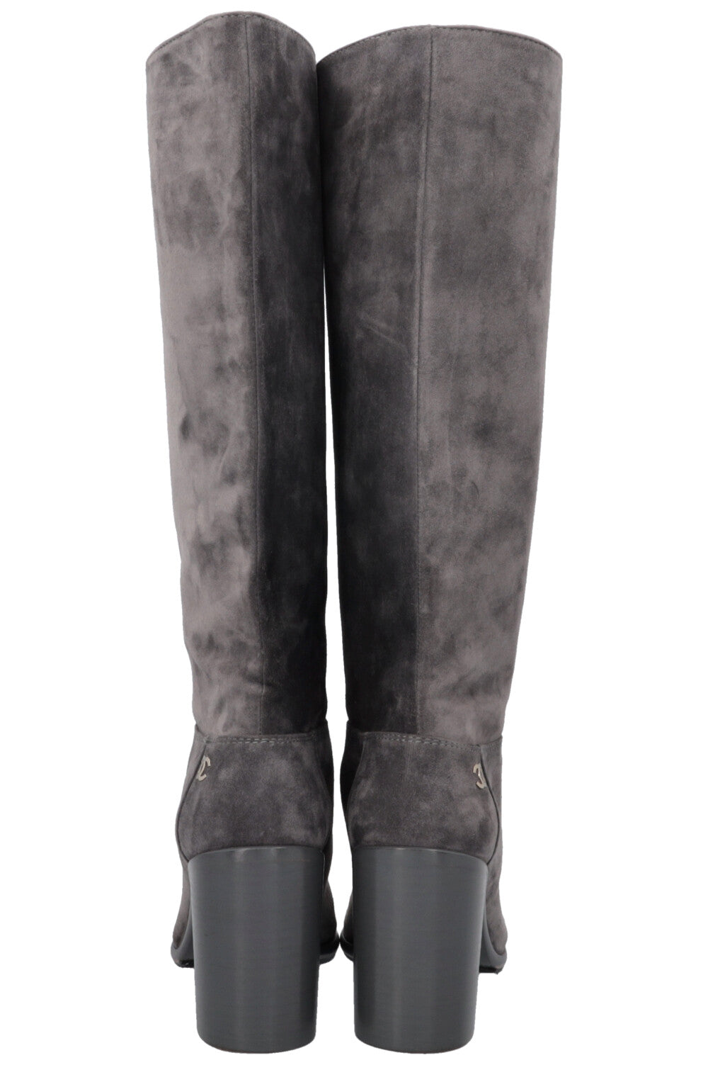 CHANEL CC Knee High Boots Grey Suede