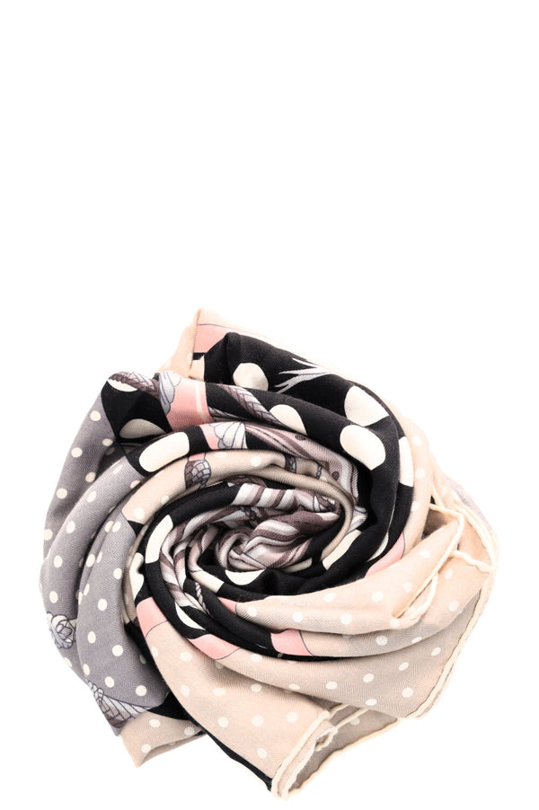 HERMÈS Clic Clac 140 Scarf Gray Cashmere Silk