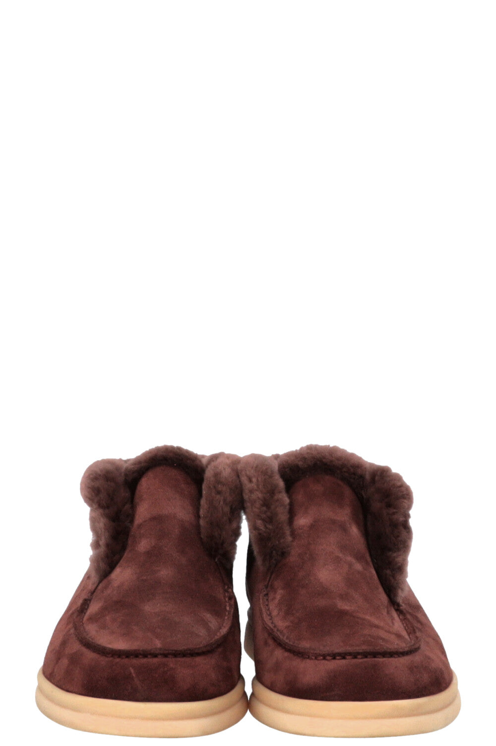 LORO PIANA Open Walk Fur Ankle Boots Brown Suede
