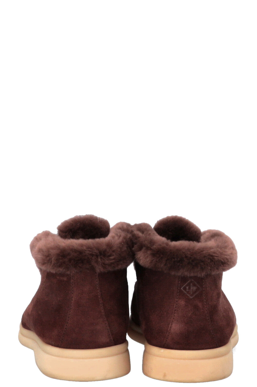 LORO PIANA Open Walk Fur Ankle Boots Brown Suede
