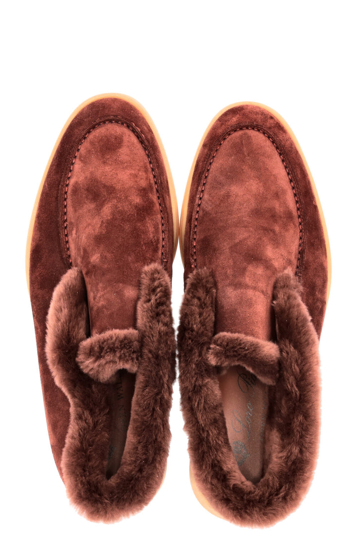 LORO PIANA Open Walk Fur Ankle Boots Brown Suede