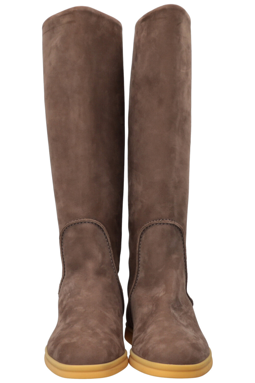 LORO PIANA Open Walk Knee High Boots Suede Grey