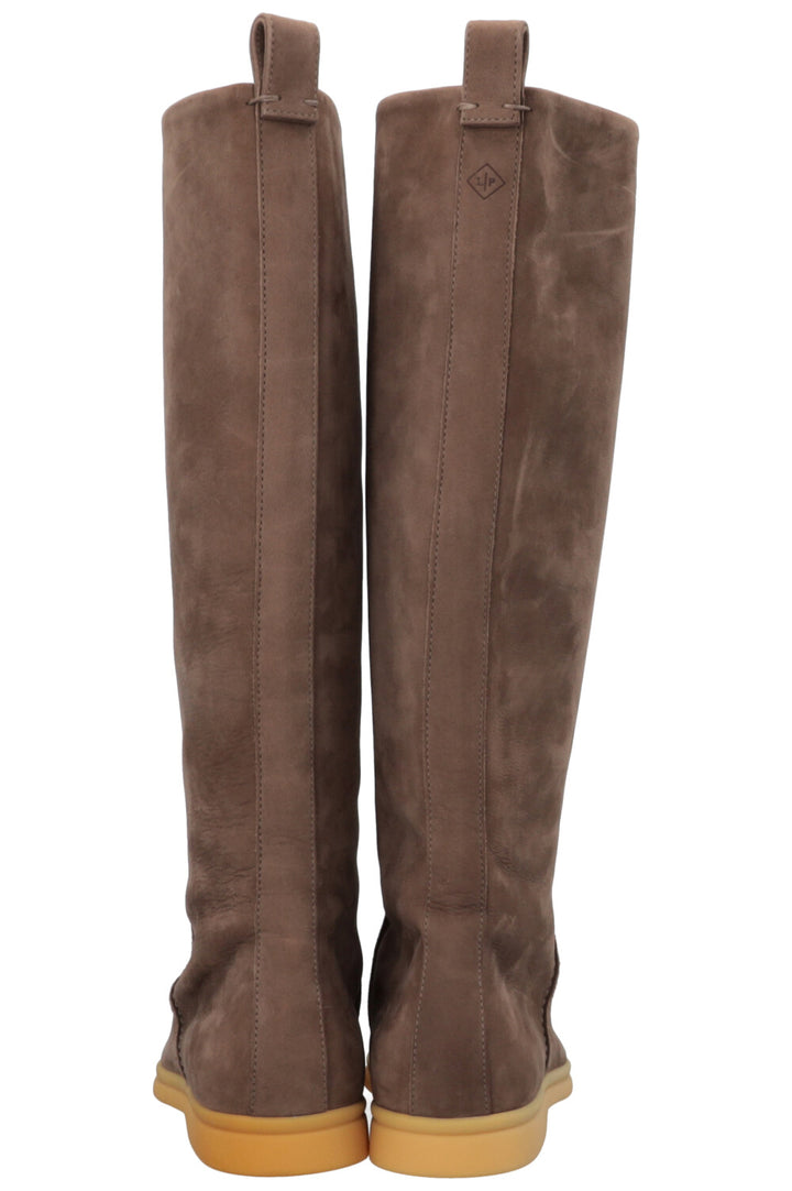 LORO PIANA Open Walk Knee High Boots Suede Grey