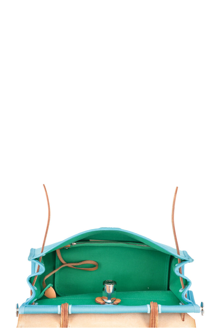 HERMÈS Herbag 31 Turquoise With Tan Leather