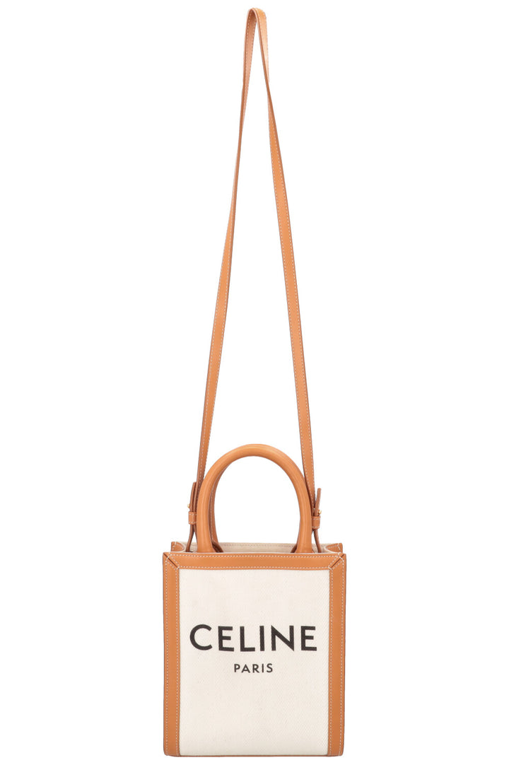 CELINE Logo Vertical Tote Bag Mini Canvas