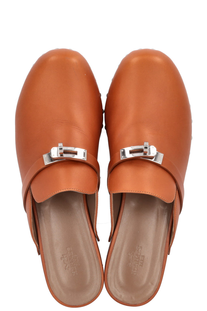 HERMÈS Carlotta Kelly Clogs Gold Palladium