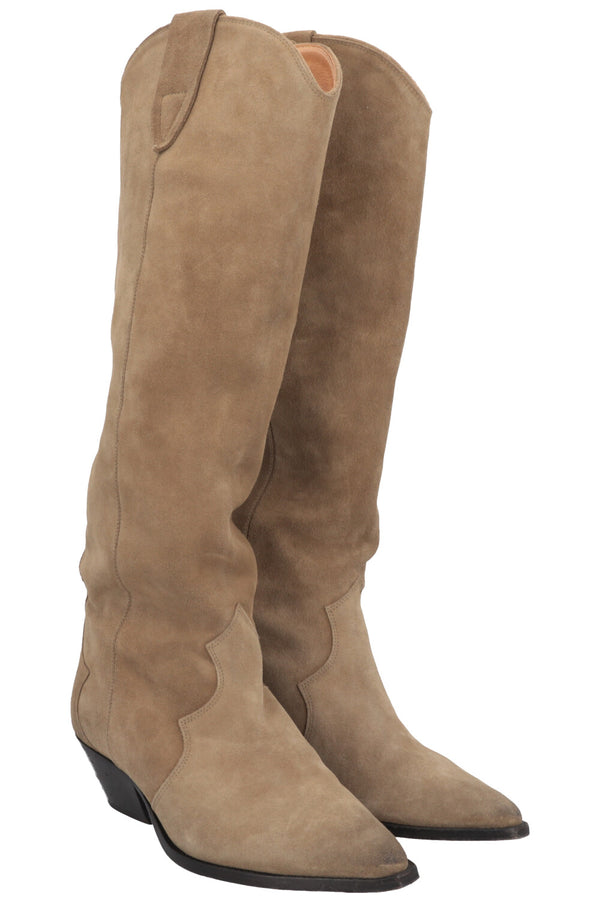 Bottes de cowboy ISABEL MARANT en daim beige