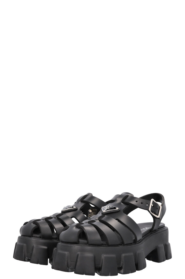 PRADA Monolith PVC Sandals Black
