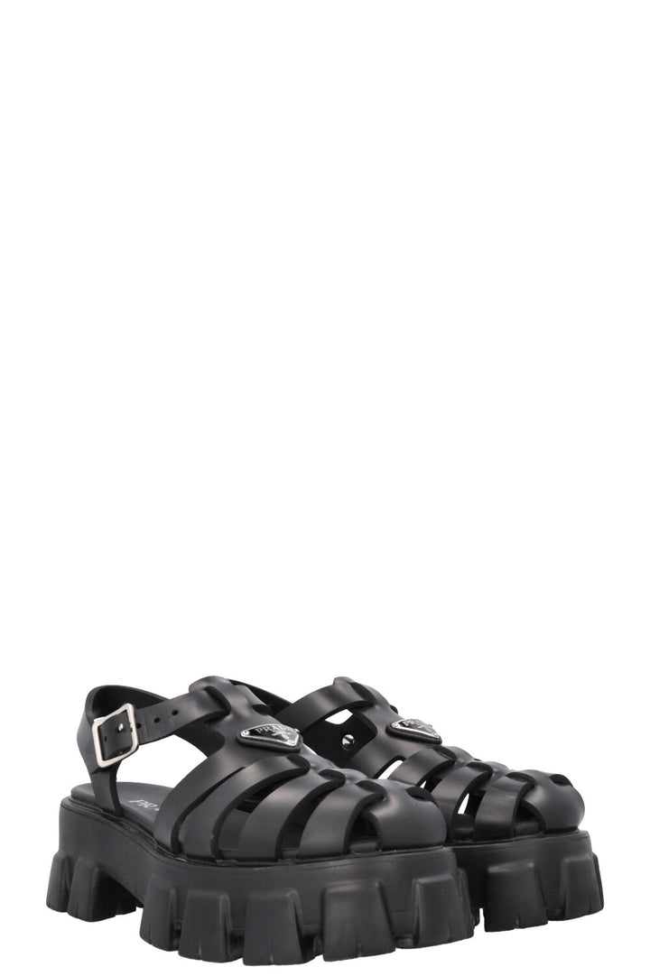 PRADA Monolith PVC Sandals Black