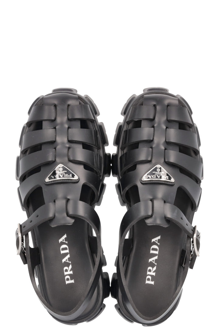 PRADA Monolith PVC Sandals Black