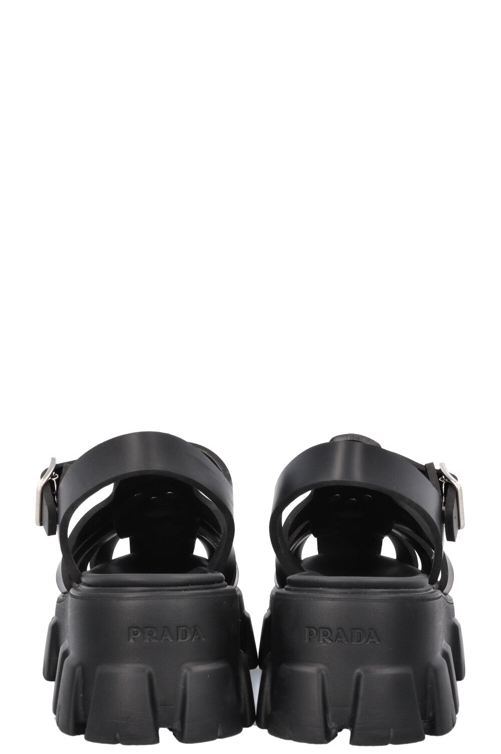 PRADA Monolith PVC Sandals Black