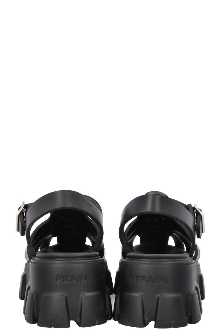 PRADA Monolith PVC Sandals Black