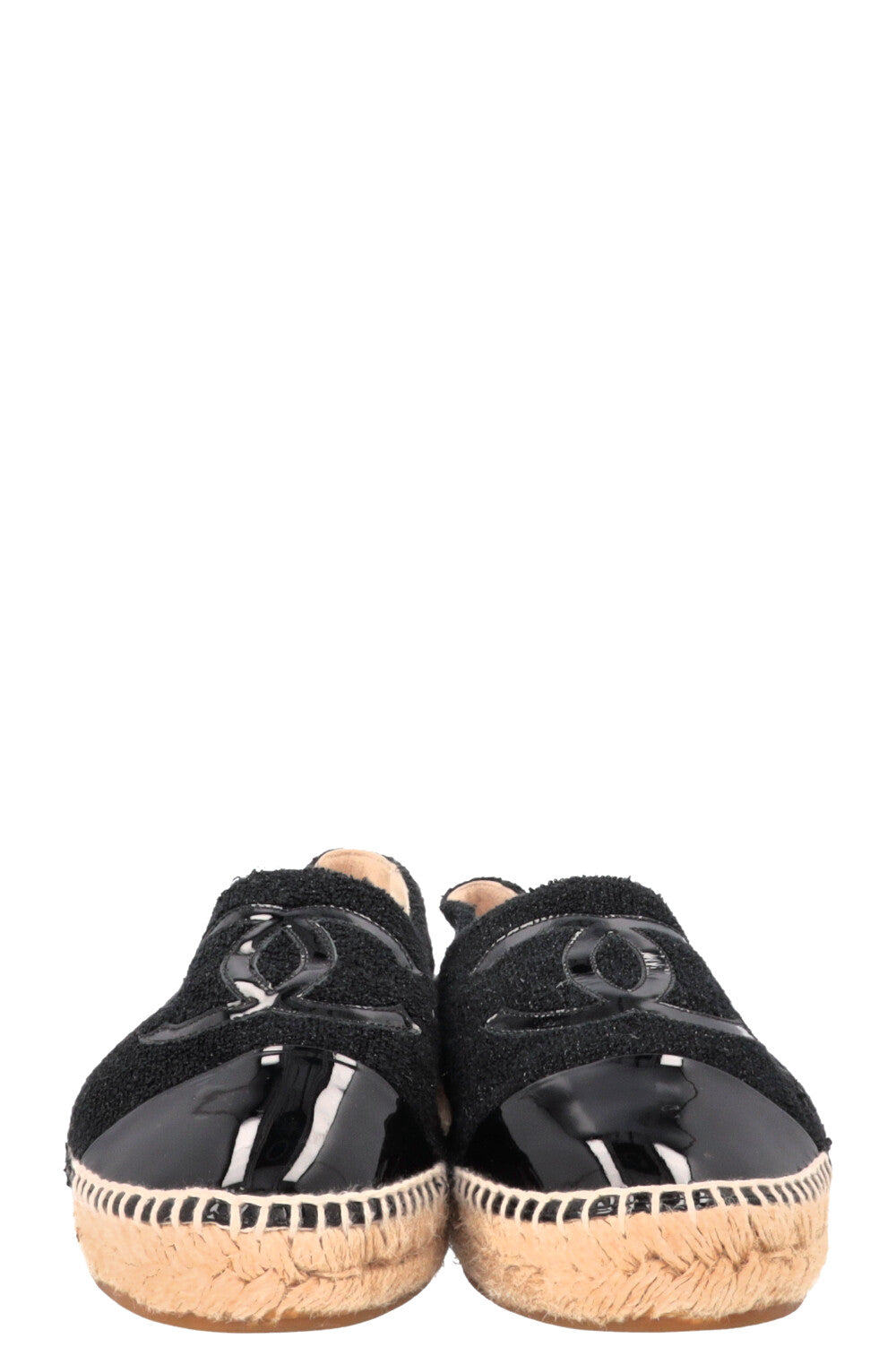 CHANEL Espadrilles Bouclé Patent Leather Black