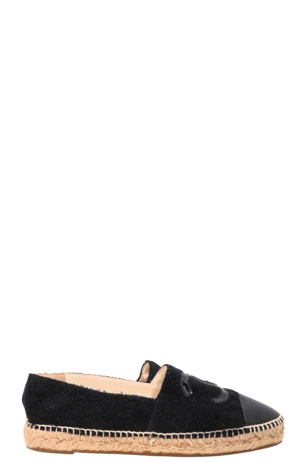 CHANEL Espadrilles Bouclé Patent Leather Black