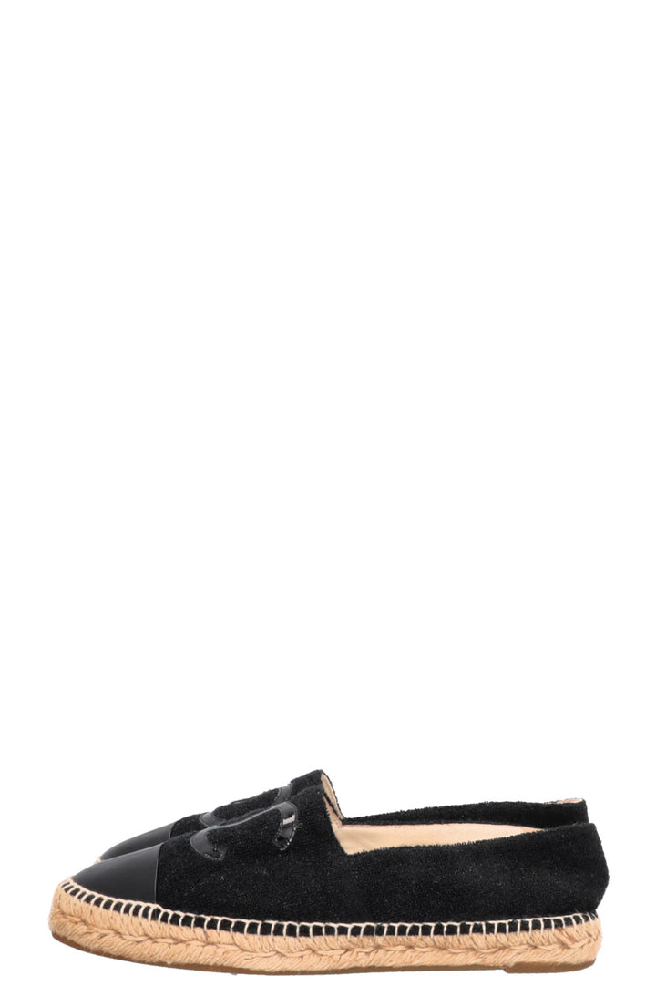 CHANEL Espadrilles Bouclé Patent Leather Black