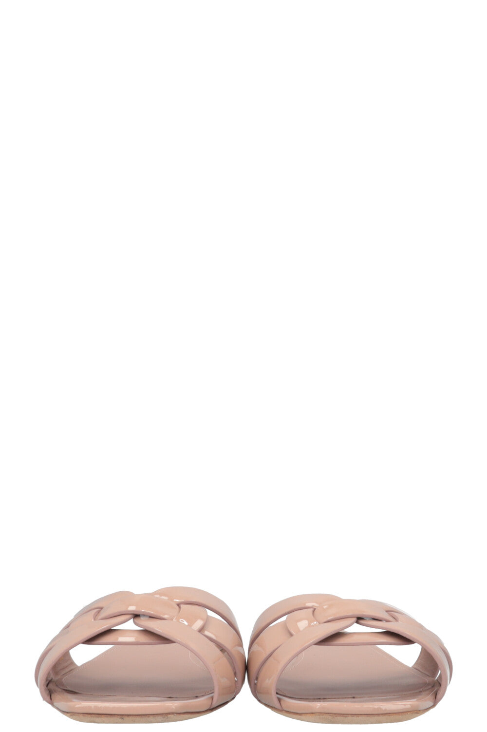 SAINT LAURENT Tribute Slides Patent Leather Nude