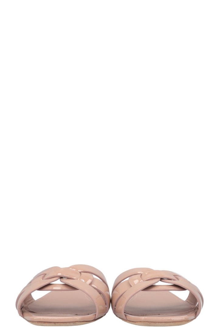 SAINT LAURENT Tribute Slides Patent Leather Nude