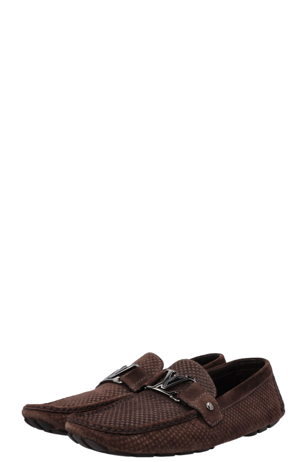 LOUIS VUITTON LV Loafers Suede Damier Brown