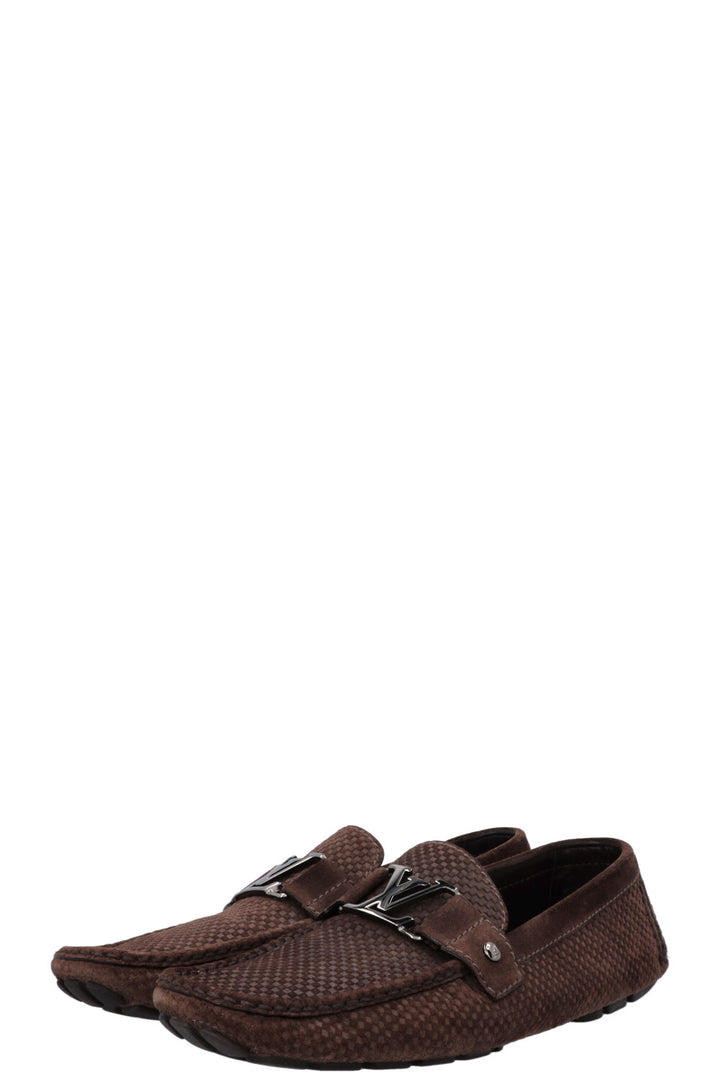 LOUIS VUITTON LV Loafers Suede Damier Brown