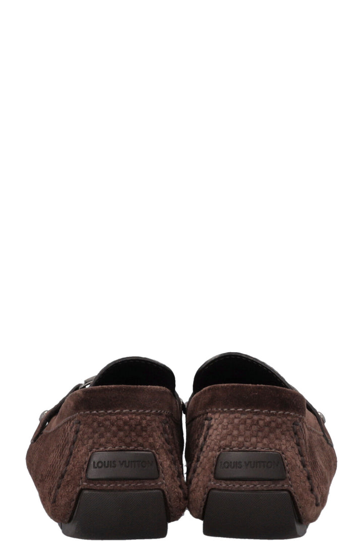 LOUIS VUITTON LV Loafers Suede Damier Brown