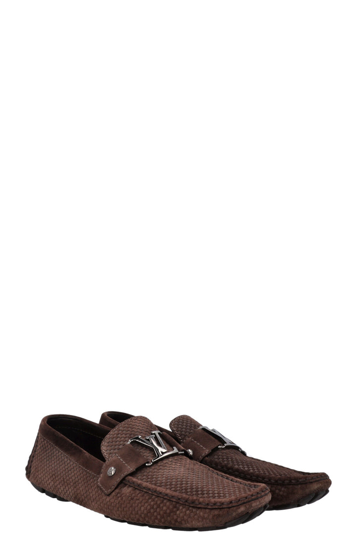 LOUIS VUITTON LV Loafers Suede Damier Brown